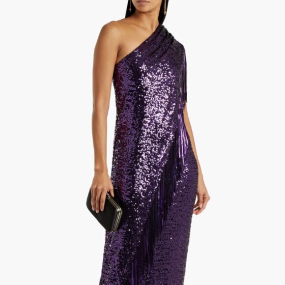 BADGLEY MISCHKA Dresses & Skirts - Badgley Mischka One-Shoulder Purple Sequin Gown